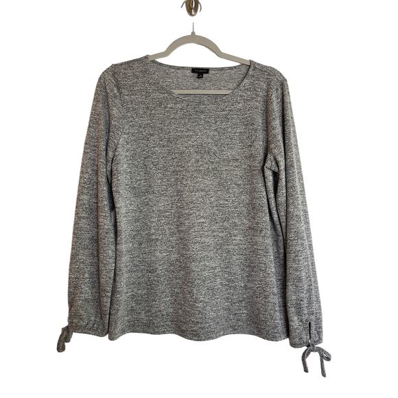 Talbots Long Sleeve Top w/ Tie Bracelet Sleeves Size M Gray Silver Metallic - Picture 1 of 9